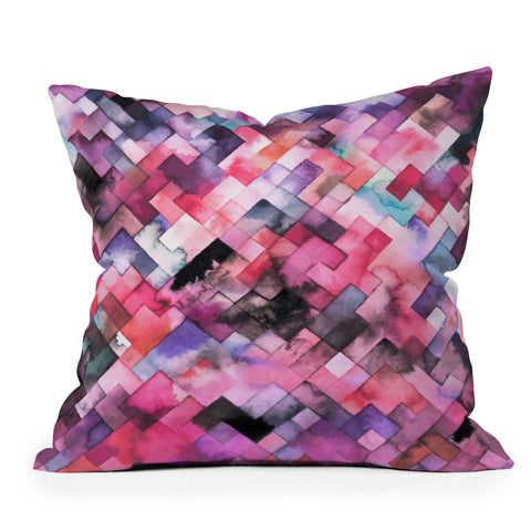 Ninola Design Moody Geometry red Throw Pillow