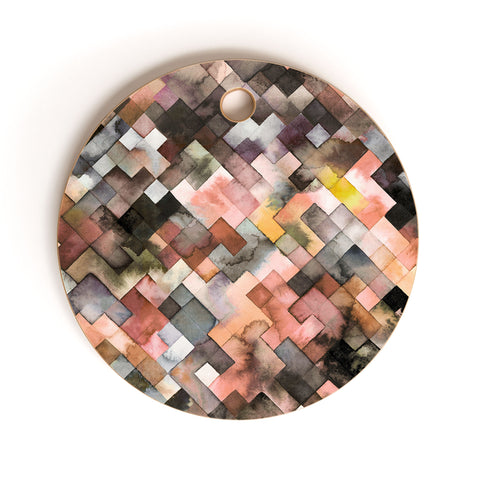 Ninola Design Moody Geometry Rustic Gold Cutting Board Round