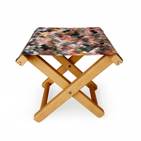 Ninola Design Moody Geometry Rustic Gold Folding Stool