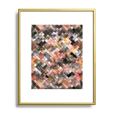 Ninola Design Moody Geometry Rustic Gold Metal Framed Art Print