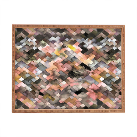 Ninola Design Moody Geometry Rustic Gold Rectangular Tray