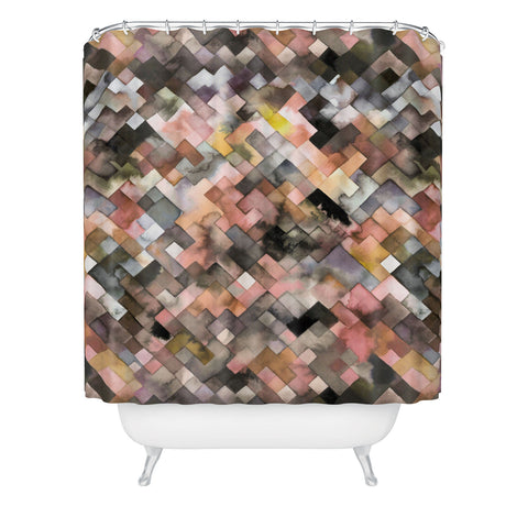 Ninola Design Moody Geometry Rustic Gold Shower Curtain