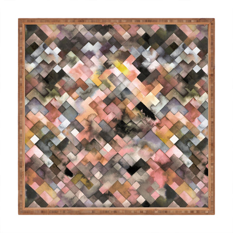 Ninola Design Moody Geometry Rustic Gold Square Tray