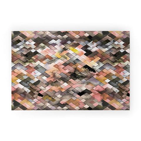 Ninola Design Moody Geometry Rustic Gold Welcome Mat