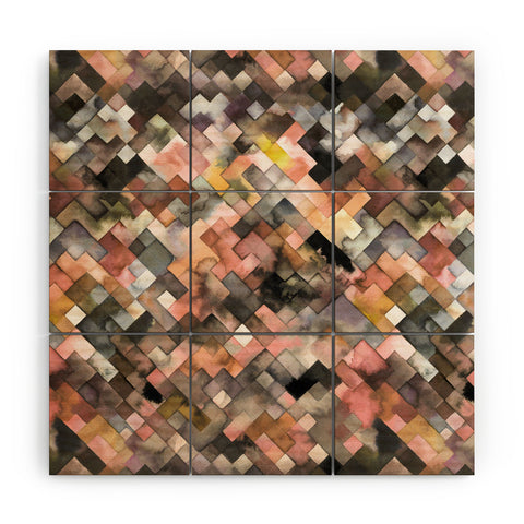 Ninola Design Moody Geometry Rustic Gold Wood Wall Mural