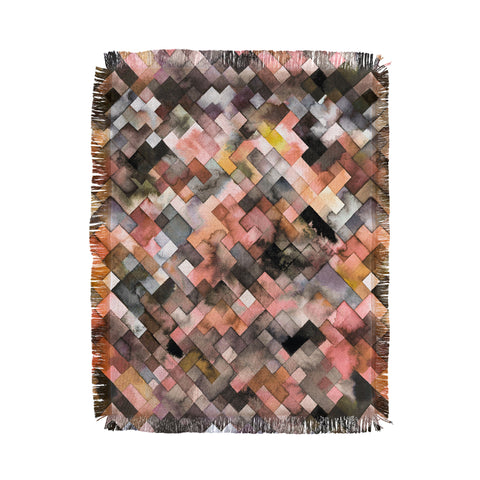 Ninola Design Moody Geometry Rustic Gold Throw Blanket