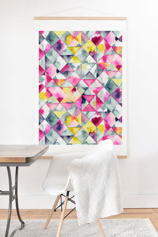 Ninola Design Moody Triangles Pink Art Print And Hanger
