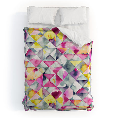 Ninola Design Moody Triangles Pink Duvet Cover