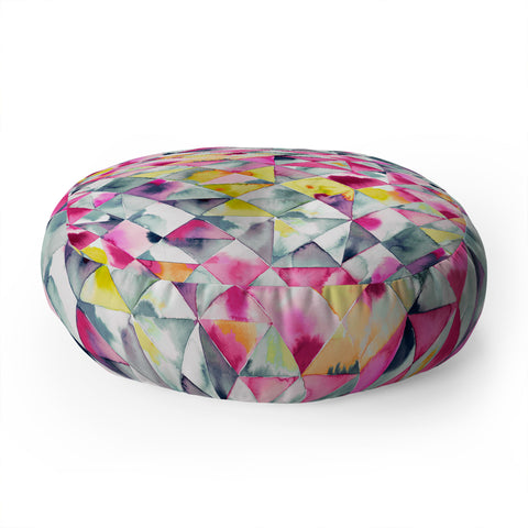 Ninola Design Moody Triangles Pink Floor Pillow Round