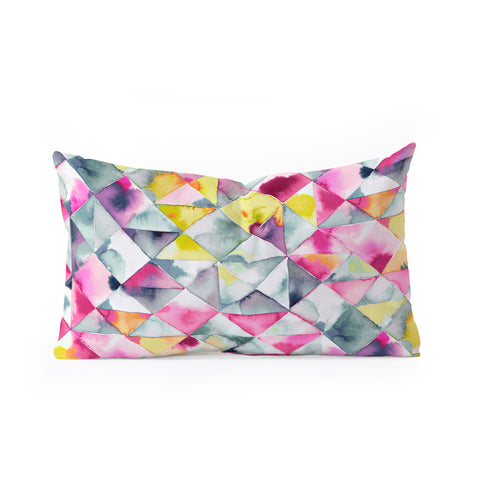 Ninola Design Moody Triangles Pink Oblong Throw Pillow