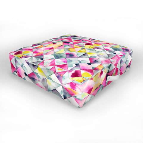 Ninola Design Moody Triangles Pink Outdoor Floor Cushion