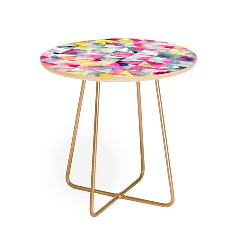 Ninola Design Moody Triangles Pink Round Side Table