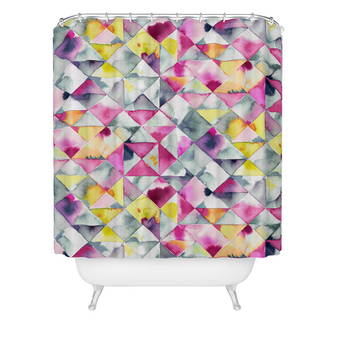 Ninola Design Moody Triangles Pink Shower Curtain