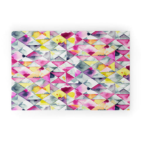 Ninola Design Moody Triangles Pink Welcome Mat