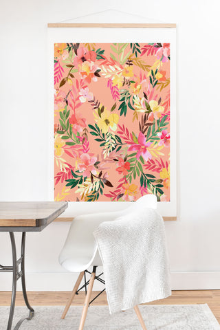 Ninola Design Moroccan Hibiscus Coral Art Print And Hanger