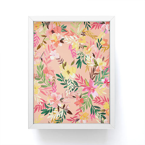 Ninola Design Moroccan Hibiscus Coral Framed Mini Art Print