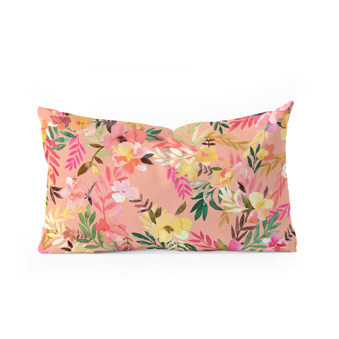 Ninola Design Moroccan Hibiscus Coral Oblong Throw Pillow