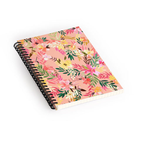 Ninola Design Moroccan Hibiscus Coral Spiral Notebook