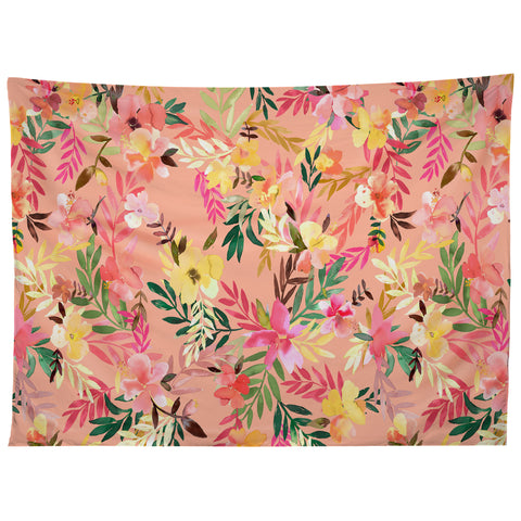 Ninola Design Moroccan Hibiscus Coral Tapestry