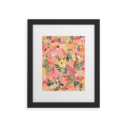 Ninola Design Moroccan Hibiscus Coral Framed Art Print