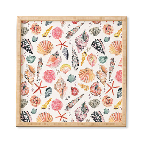 Ninola Design Moroccan Sea Shells Orange Framed Wall Art