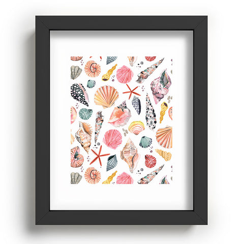 Ninola Design Moroccan Sea Shells Orange Recessed Framing Rectangle
