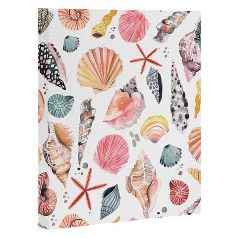 Ninola Design Moroccan Sea Shells Orange Art Canvas
