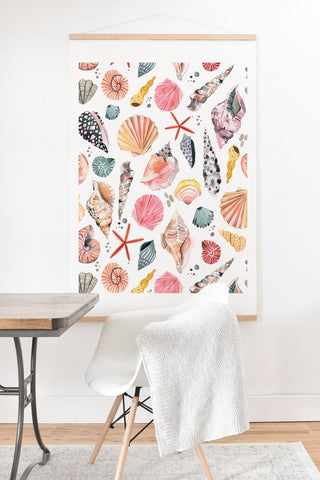 Ninola Design Moroccan Sea Shells Orange Art Print And Hanger