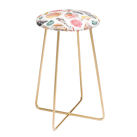 Ninola Design Moroccan Sea Shells Orange Counter Stool