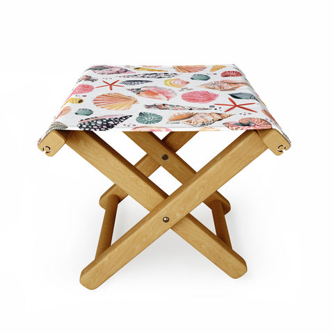 Ninola Design Moroccan Sea Shells Orange Folding Stool