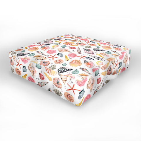 Ninola Design Moroccan Sea Shells Orange Outdoor Floor Cushion