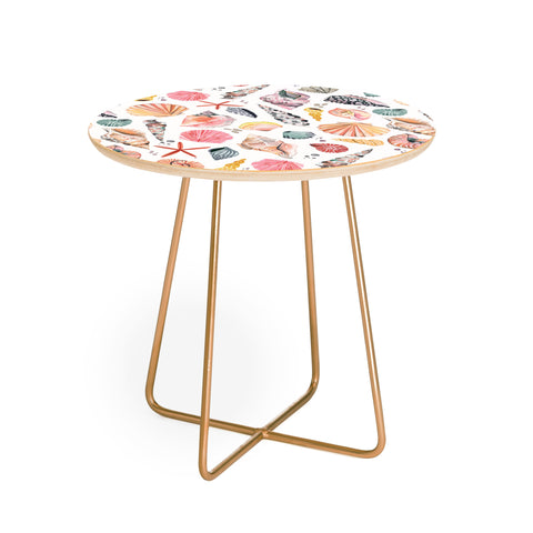 Ninola Design Moroccan Sea Shells Orange Round Side Table