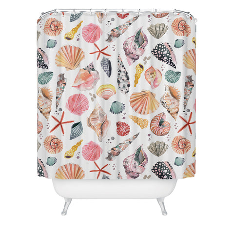 Ninola Design Moroccan Sea Shells Orange Shower Curtain