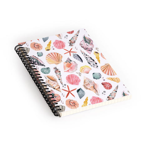 Ninola Design Moroccan Sea Shells Orange Spiral Notebook