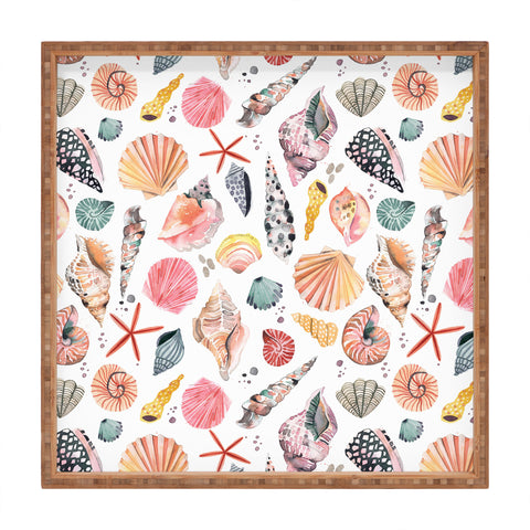Ninola Design Moroccan Sea Shells Orange Square Tray