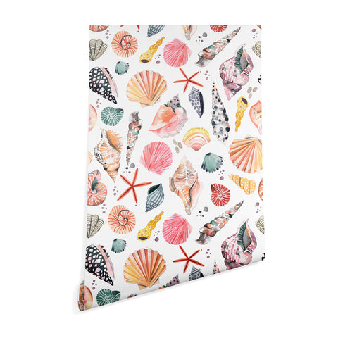Ninola Design Moroccan Sea Shells Orange Wallpaper