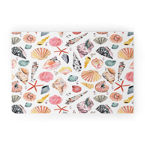 Ninola Design Moroccan Sea Shells Orange Welcome Mat