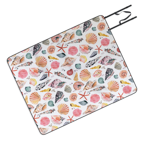 Ninola Design Moroccan Sea Shells Orange Picnic Blanket