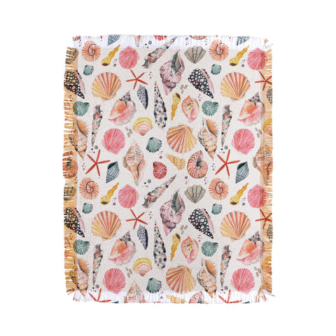 Ninola Design Moroccan Sea Shells Orange Throw Blanket
