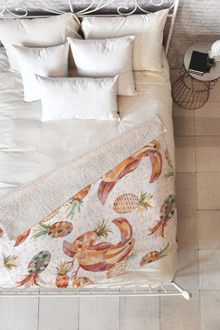 Ninola Design Moroccan Toucan Pineapples Fleece Throw Blanket