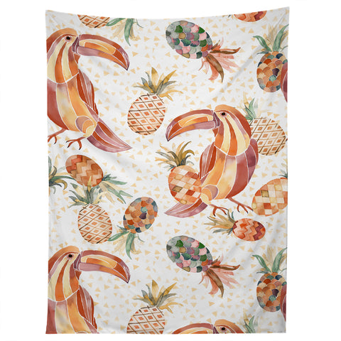 Ninola Design Moroccan Toucan Pineapples Tapestry
