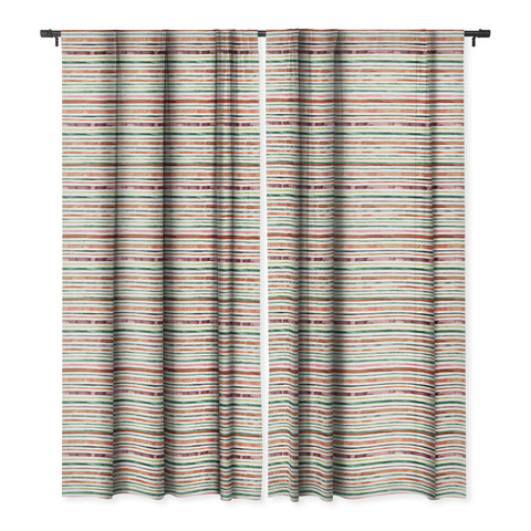 Ninola Design Moroccan Tropic Stripes Green Blackout Window Curtain