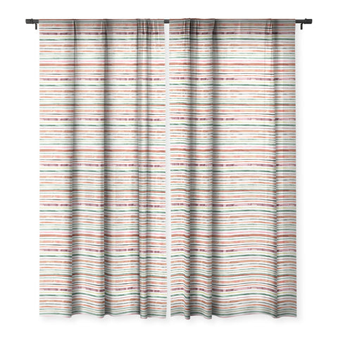 Ninola Design Moroccan Tropic Stripes Green Sheer Window Curtain