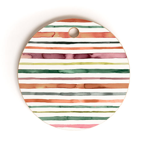 Ninola Design Moroccan Tropic Stripes Green Cutting Board Round