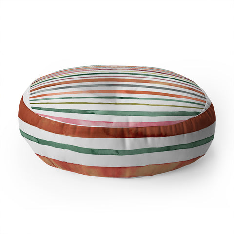 Ninola Design Moroccan Tropic Stripes Green Floor Pillow Round