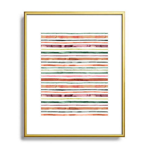 Ninola Design Moroccan Tropic Stripes Green Metal Framed Art Print