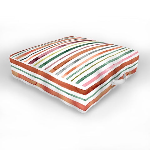 Ninola Design Moroccan Tropic Stripes Green Outdoor Floor Cushion