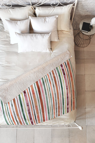 Ninola Design Moroccan Tropic Stripes Green Fleece Throw Blanket