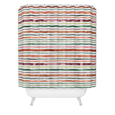 Ninola Design Moroccan Tropic Stripes Green Shower Curtain