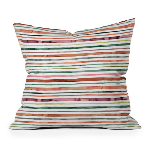 Ninola Design Moroccan Tropic Stripes Green Outdoor Throw Pillow